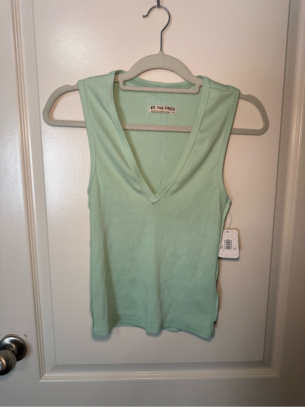 Free People Mint V-Neck Ribbed Tank
